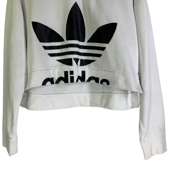 ADIDAS White & Black Bellista Cropped Sweatshirt - Picture 7 of 14